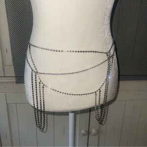 Rhinestone Silver Chain Waist Belt/ Neck- Belly Chain